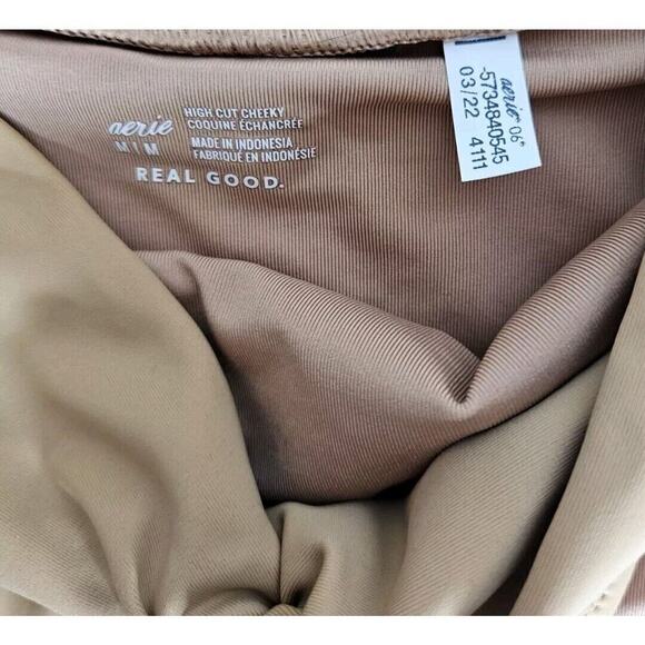 Aerie Offline Real Good Cheeky Swim Bottom High Waisted M Tan - Picture 3 of 3